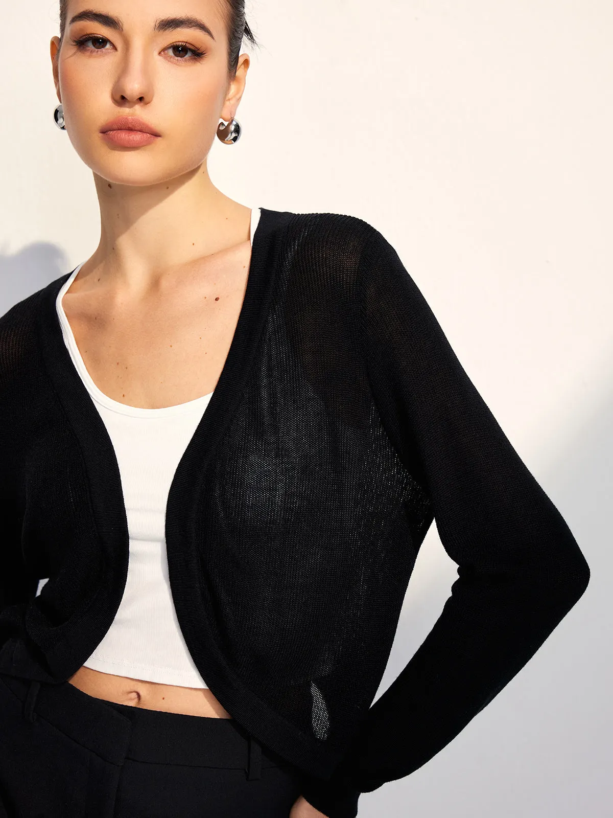 Maxct-Fall Casual Outfits Bat Sleeve Hollow Cardigan