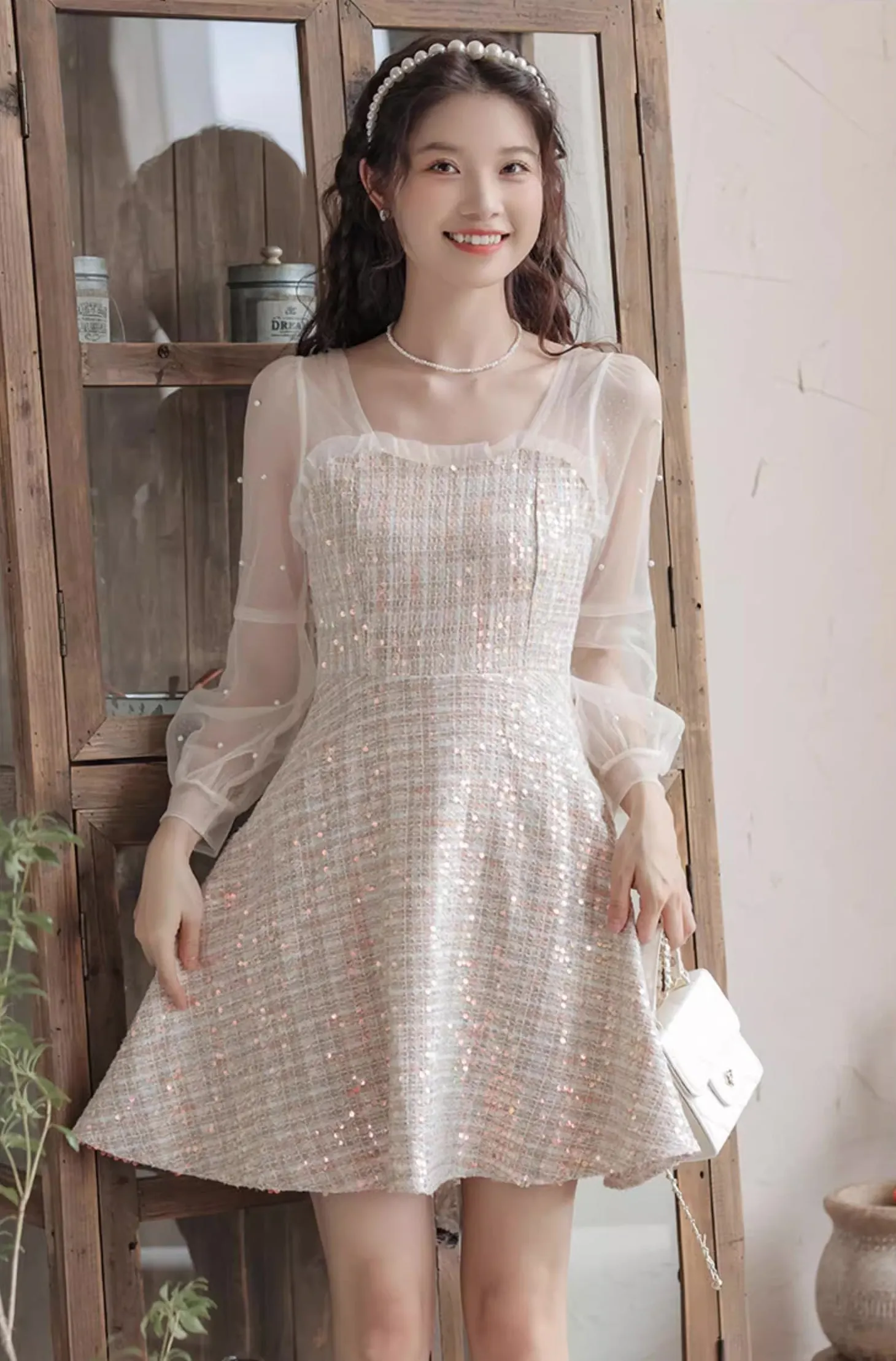 Daytime Sequin Tweed Mini Dress Maxct