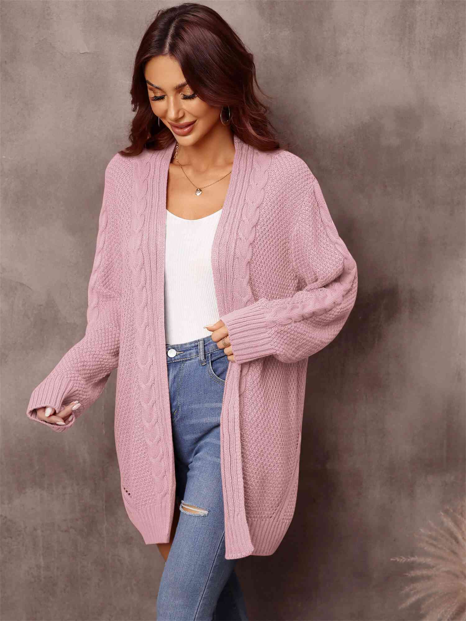 Maxct &Mixed Knit Open Front Longline Cardigan