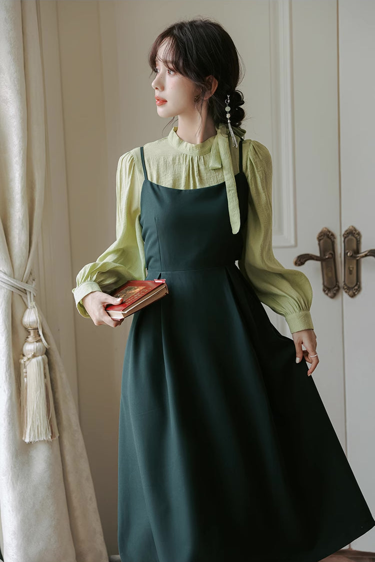 Bow Back Cami Dress & Blouse Set Maxct