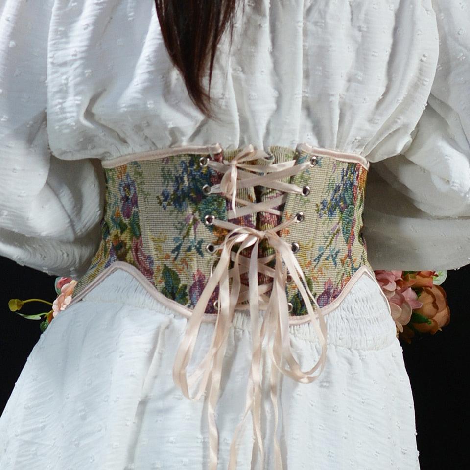 Maxct &Cottagecore Ribbon Lace Up Waist Corset