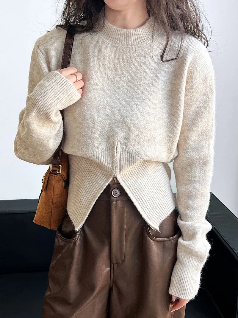 Maxct Short Zipper Pullover Sweater