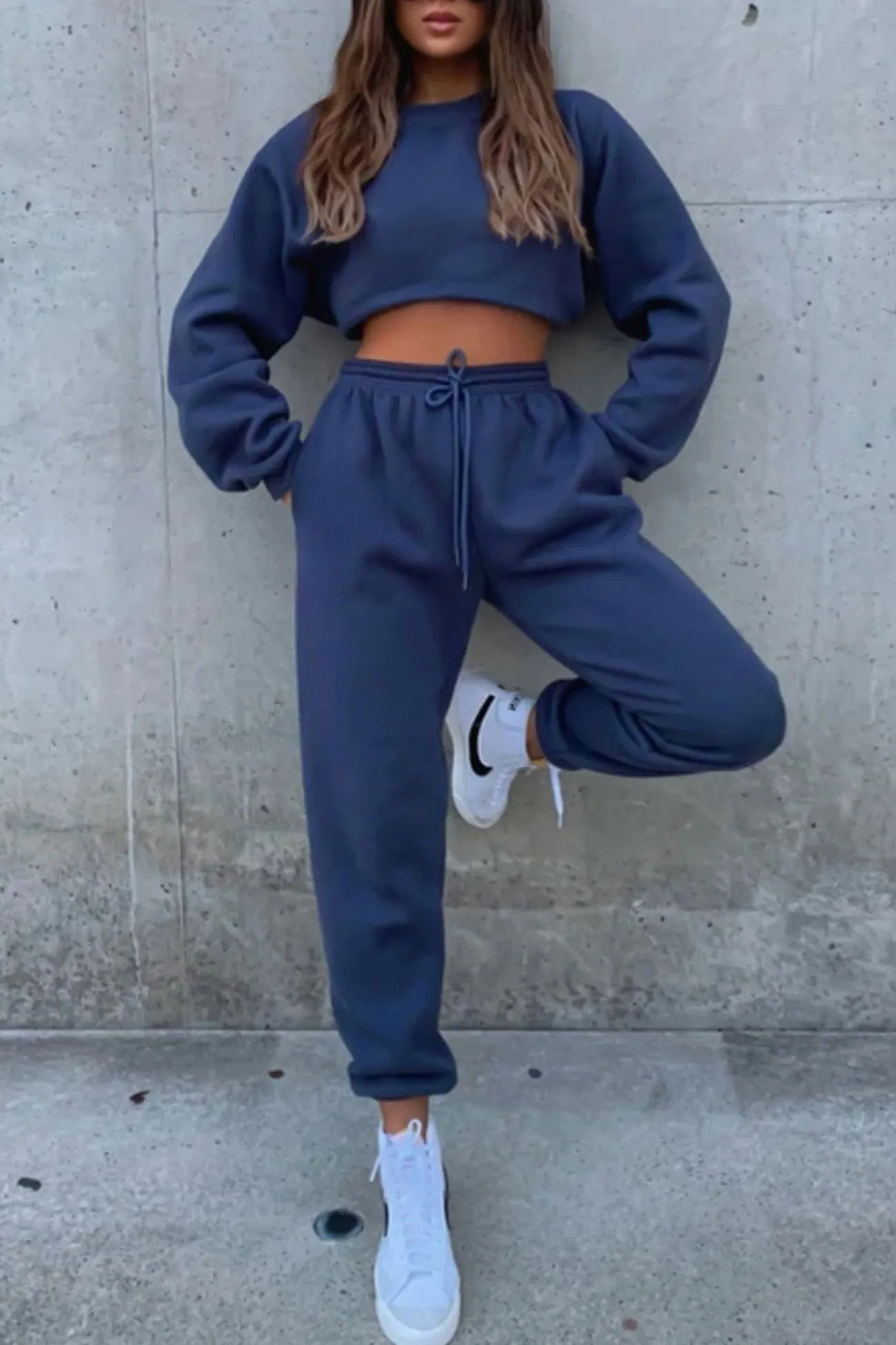 Maxct Solid Sweatshirt Pants Set
