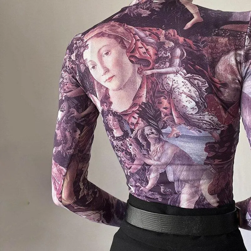 Maxct &Y2K Angel Graphic Mesh Top