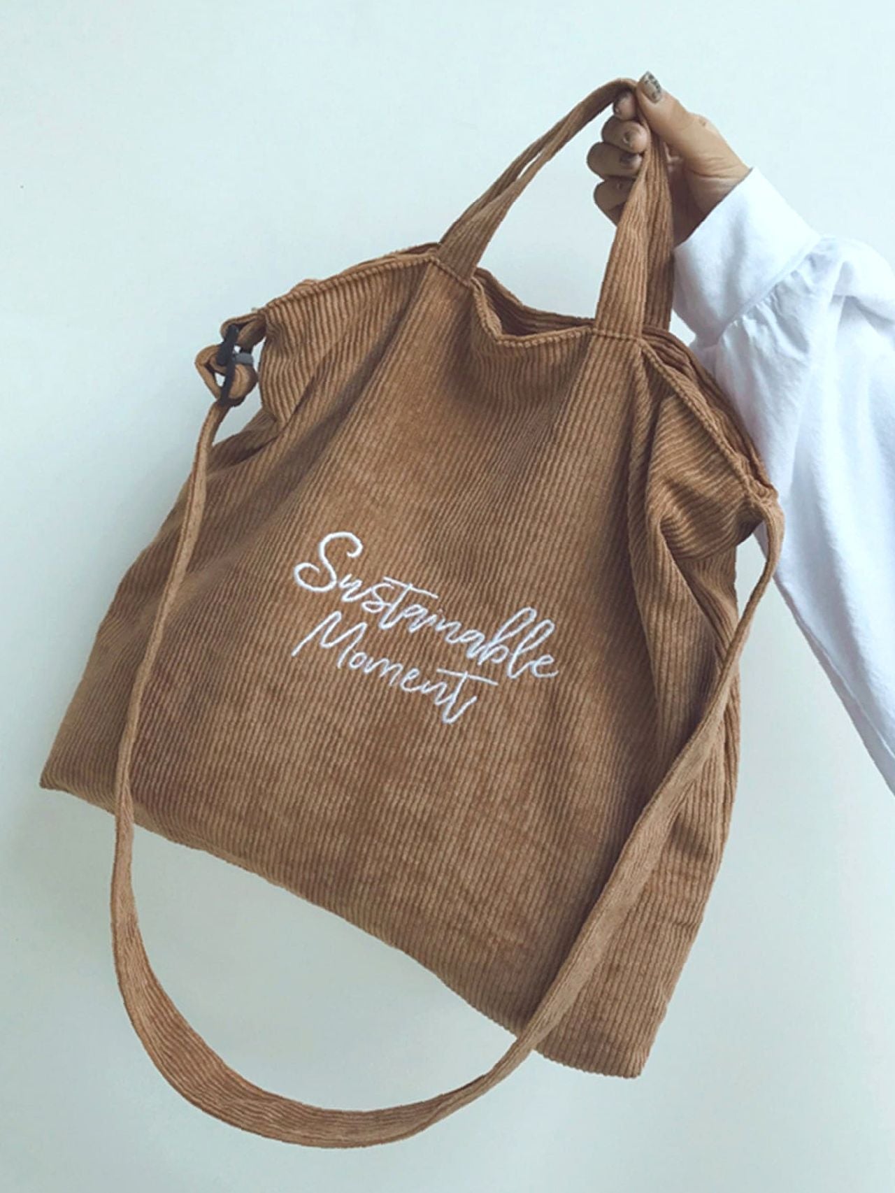 Maxct - Corduroy Letter Graphic Top Handle Bag  - Women Tote Bags