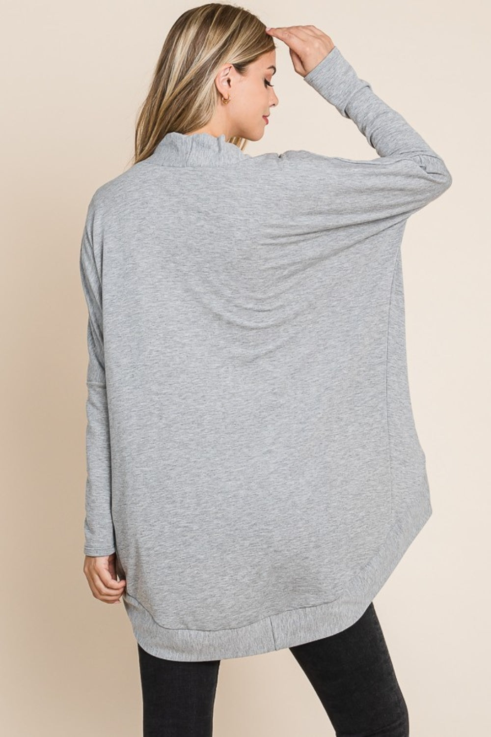 Maxct &BOMBOM Open Front Long Sleeve Cocoon Cardigan