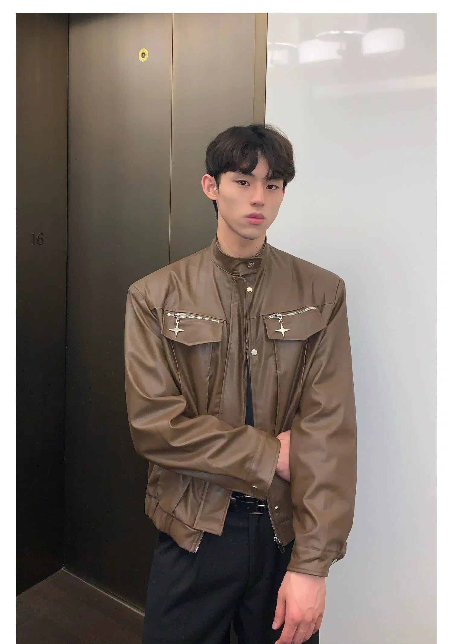 Maxct Zipper Leather Motorcycle Jacket