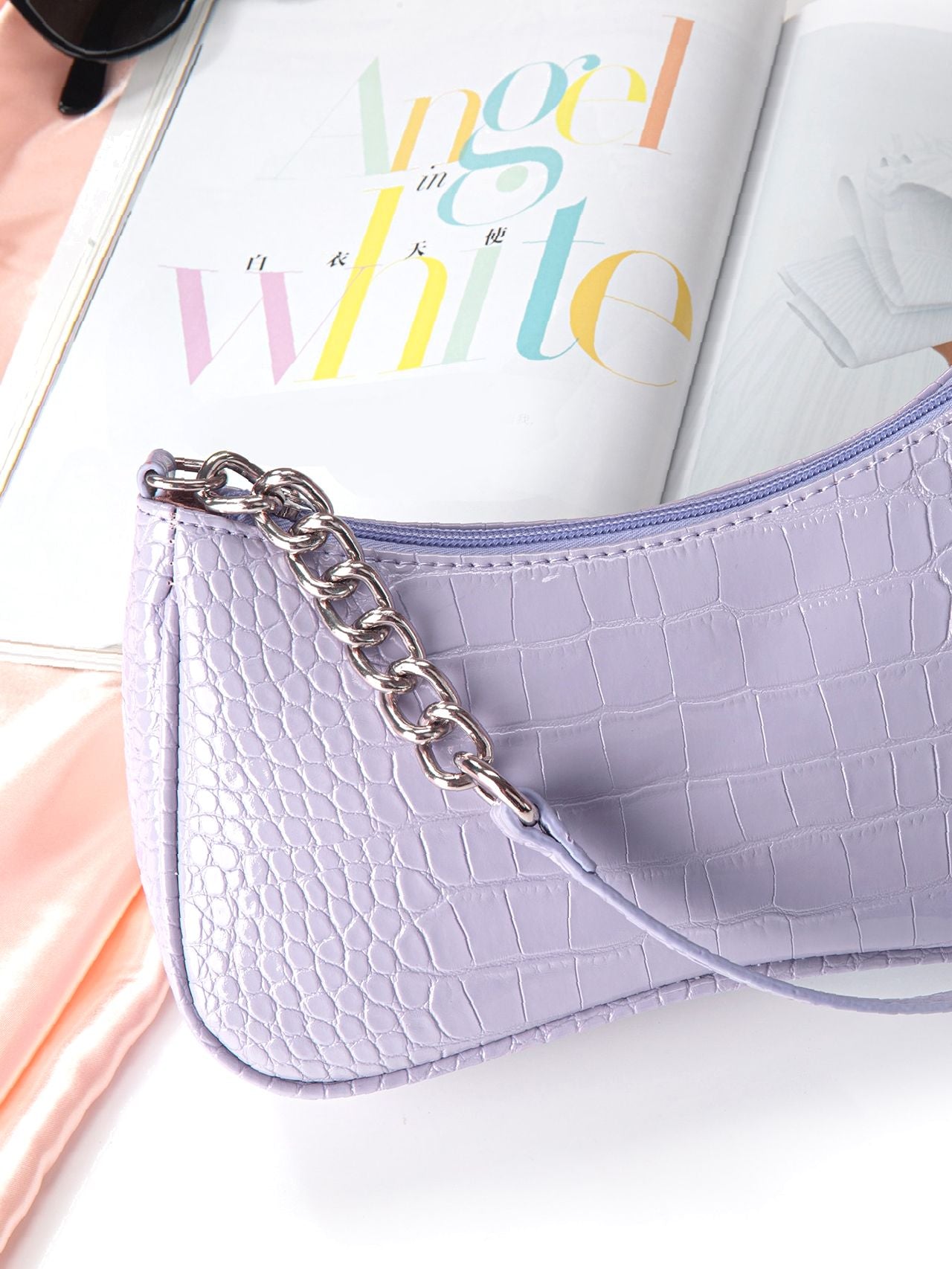 Bag For Love - Croc Embossed Baguette Bag  - Women Maxct Bags