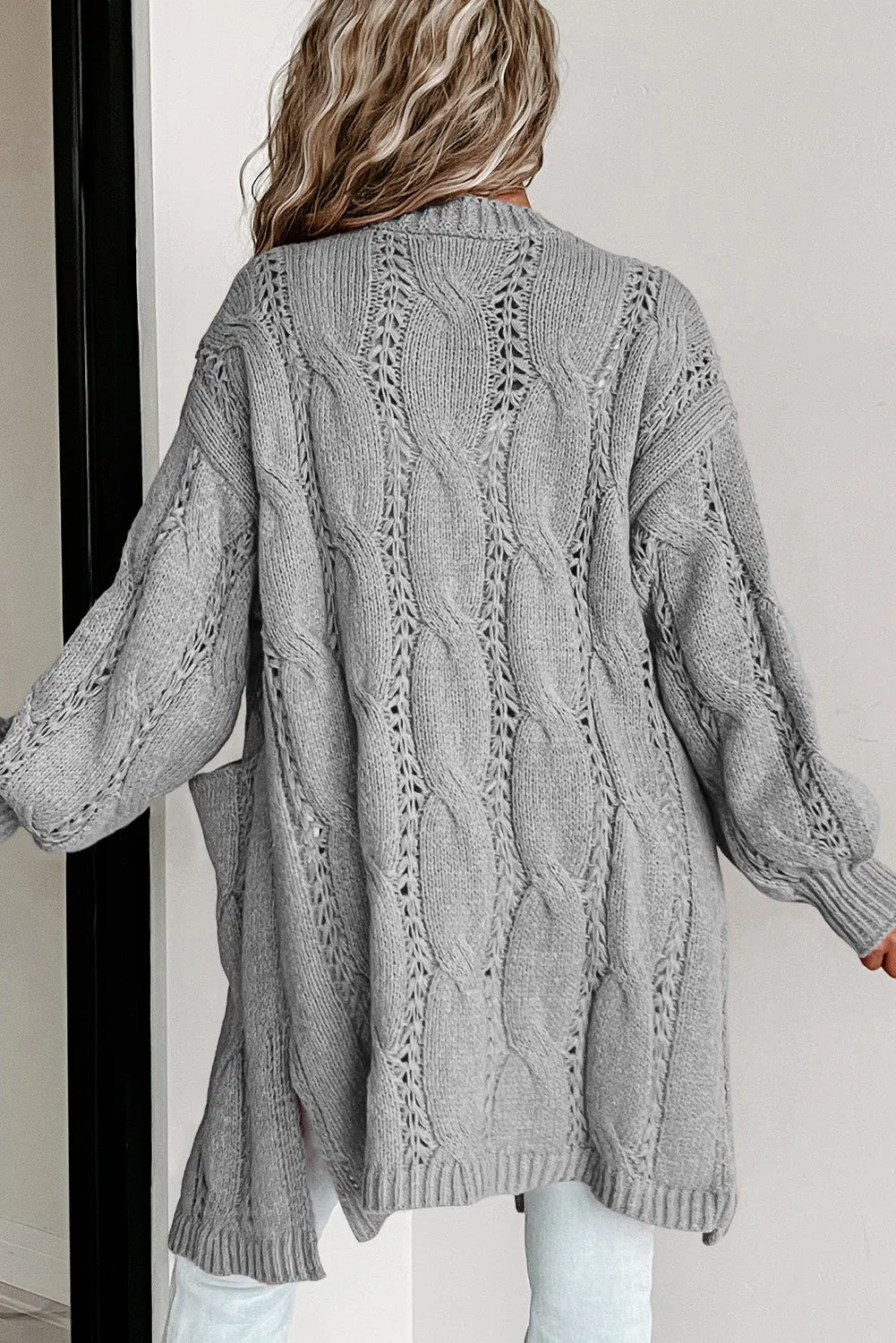 Maxct &Cable-Knit Dropped Shoulder Cardigan