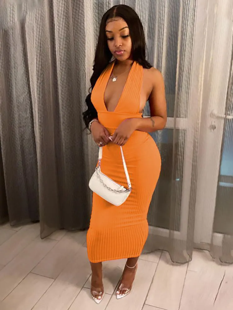 Cut Out Ribbed Midi Dress Maxct