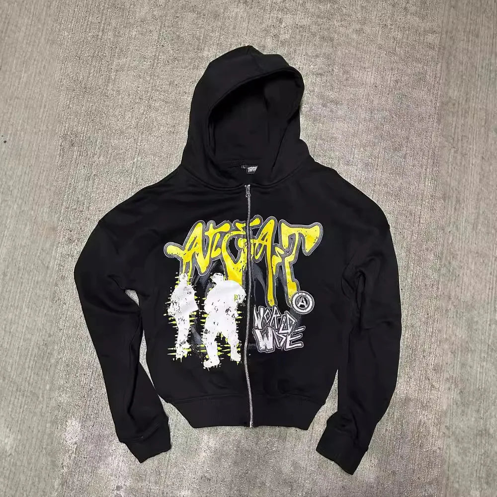 Maxct Y2k Pullover Long Sleeved Sweatshirt Vintage Printed Pattern Streetwear Tops Vintage Clothes Dark Punk School Outfit Ootd Jacket