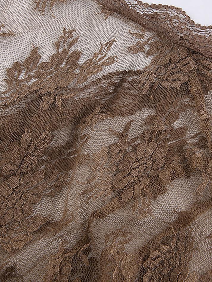 Maxct Open Front Lace Long Sleeve Crop Blouse