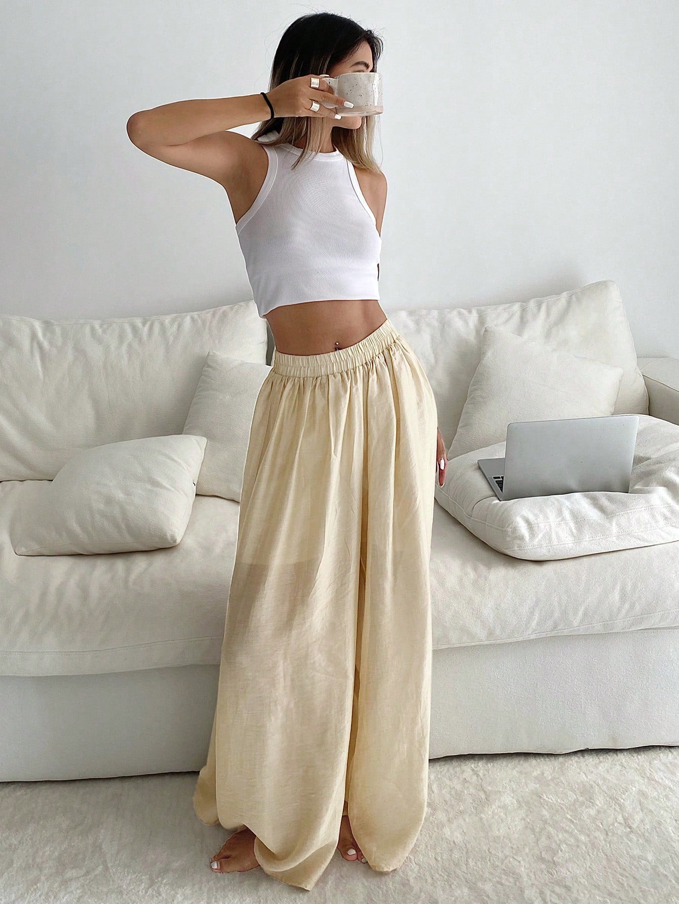Maxct Spring/Summer Casual Loose Pantskirt Home Clothing