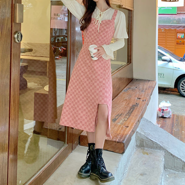 Heart Checkerboard Asymmetrical Dress Maxct