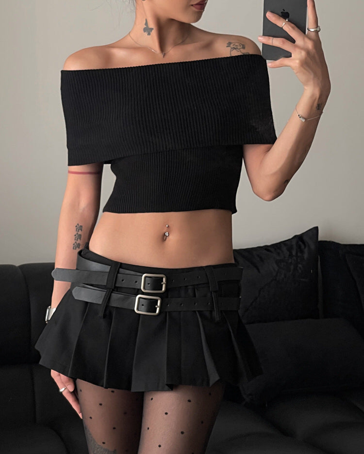 Y2K Double-Belt Extreme Micro Skirt Maxct