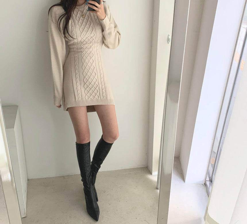 Ribbed Bodycon Mini Sweater Dress Maxct