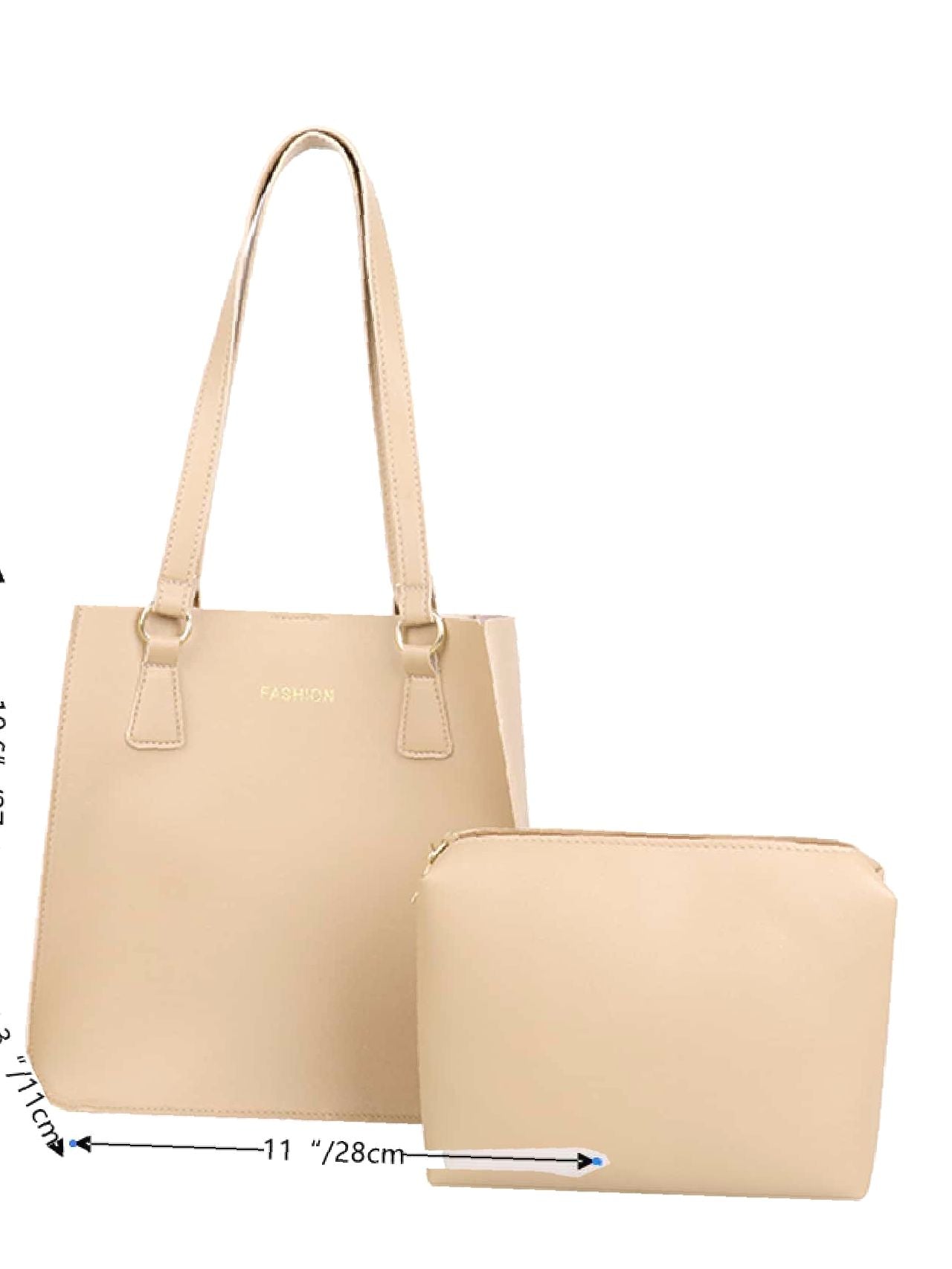 Maxct - Letter Graphic Shoulder Tote Bag with Inner Pouch  - Women Tote Bags