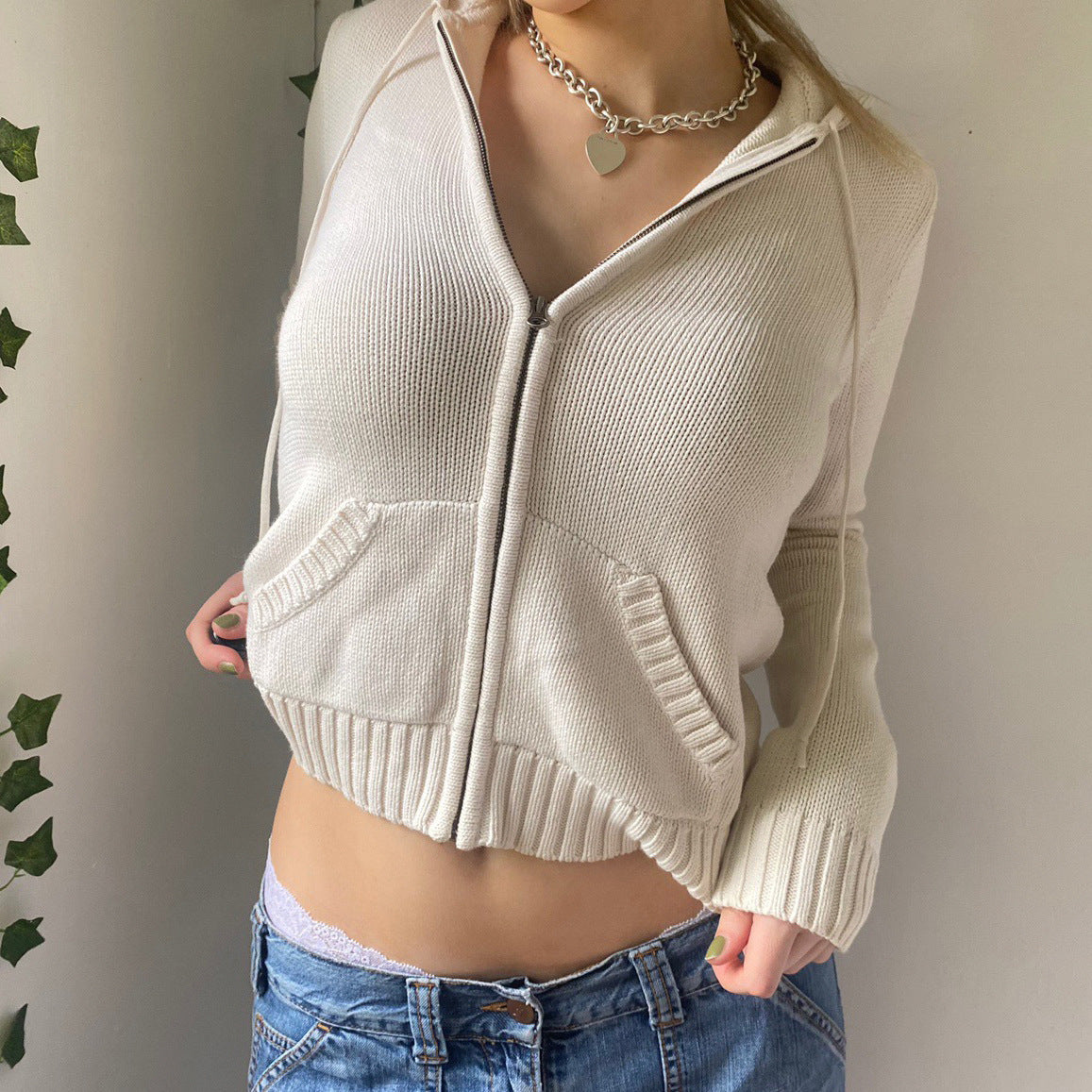 Maxct Slim Zipper Casual Hooded Sweater