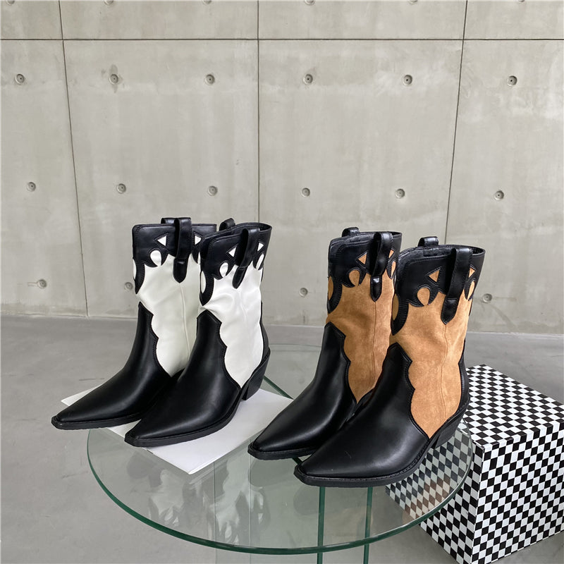Totem Cowboy Boots Pointed Toe Motorcycle Boots Maxct