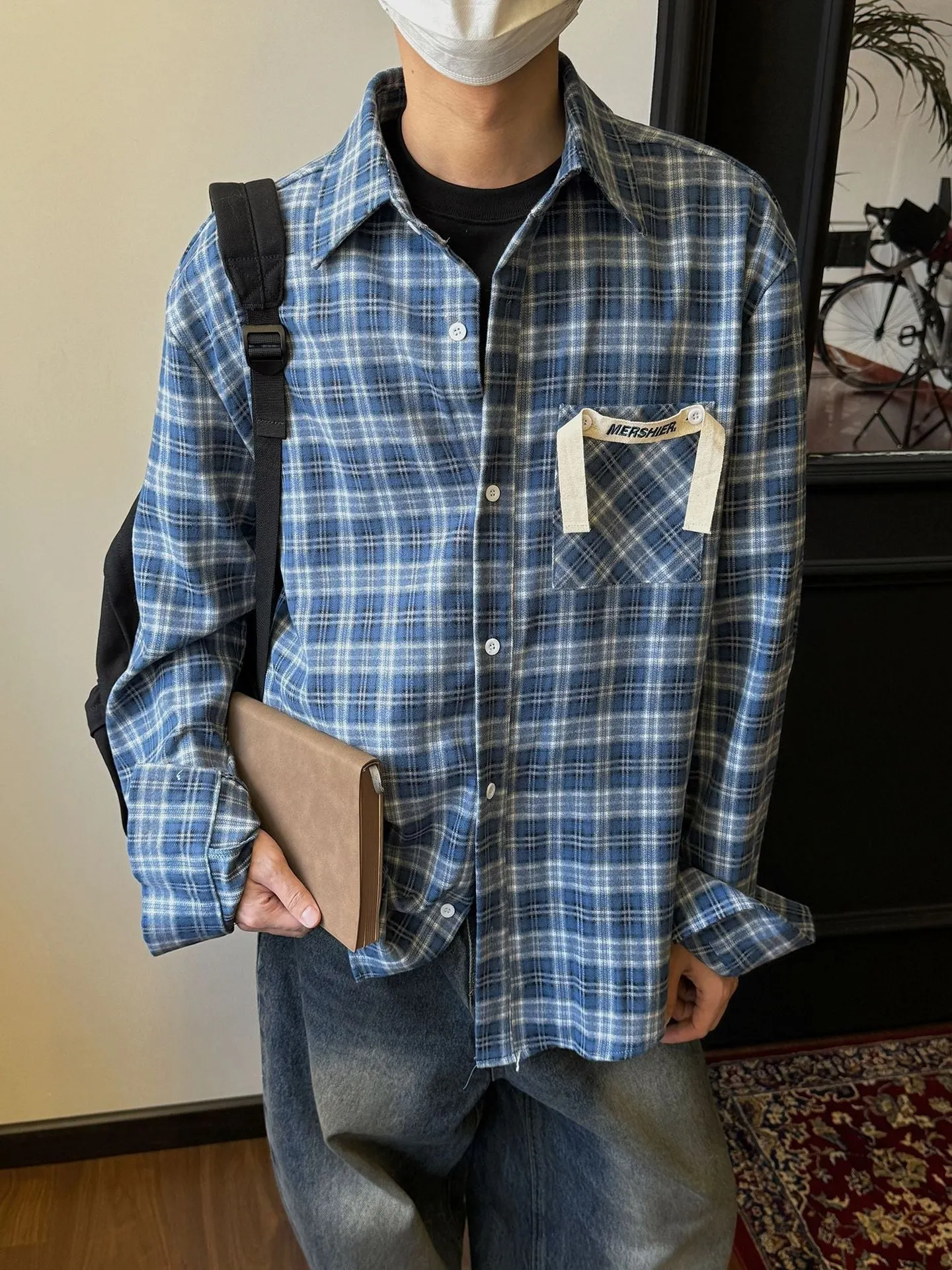 Maxct 90s Streetwear American Style Retro Niche Pocket Design Plaid Shirt Men's Spring And Summer New Loose Casual All-match Jacket Top - Image 6