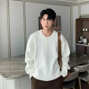 Maxct Pleated Henley Bottoming Sweater