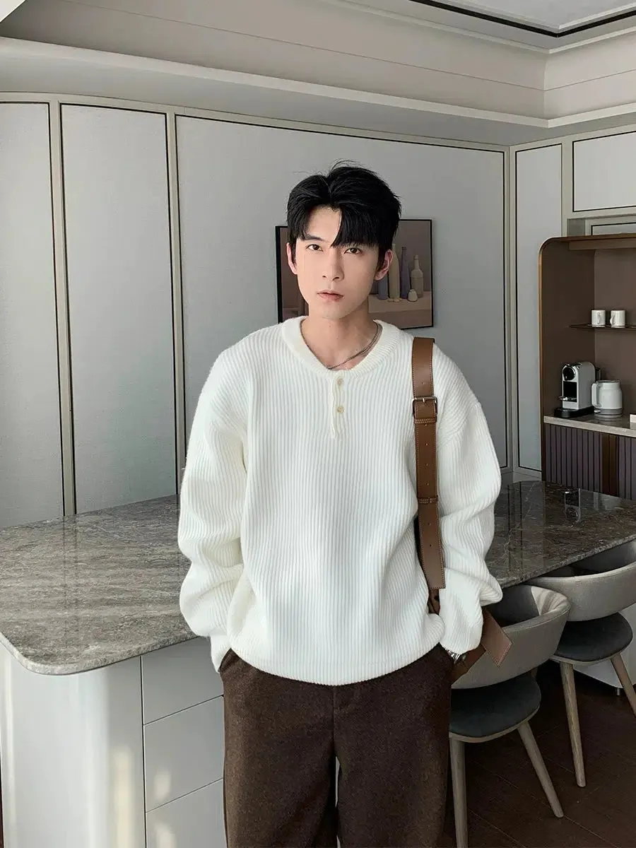 Maxct Pleated Henley Bottoming Sweater