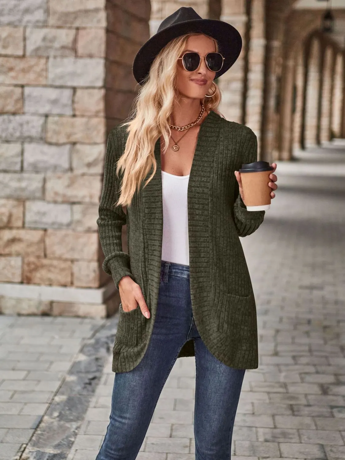 Maxct &Open Front Cardigan with Pockets