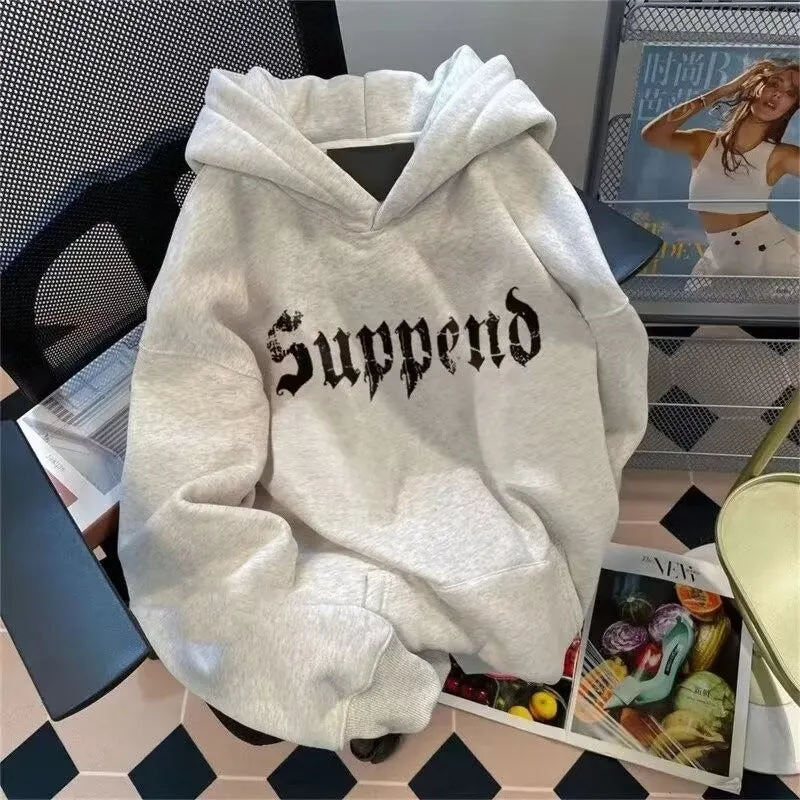 Hip Hop Letter Print Hoodie - Autumn Fleece Pullover for Men Maxct