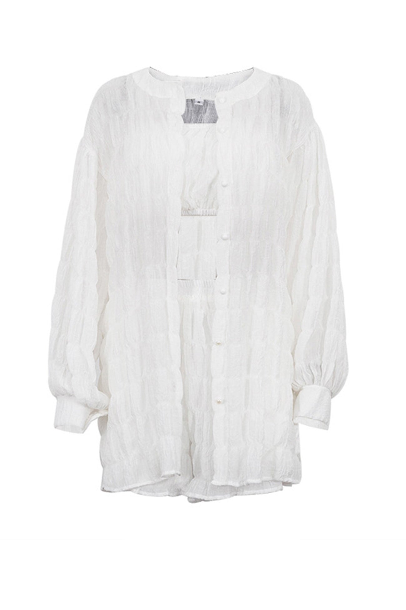Maxct Long Puff Sleeve Shirt Strapless Three-piece Shorts Set