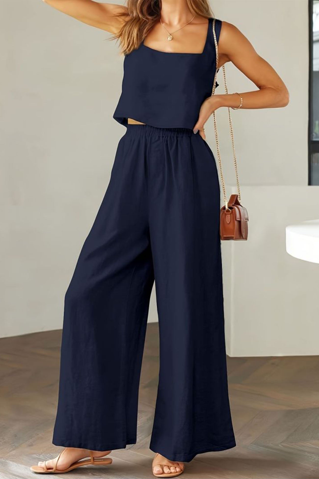 Maxct Square Neck Tank Top Long Pants Set