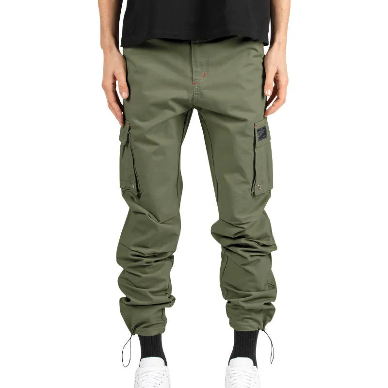 Maxct popular summer new men's  New woven fabric bundle multi-pocket solid color casual pants tooling trousers