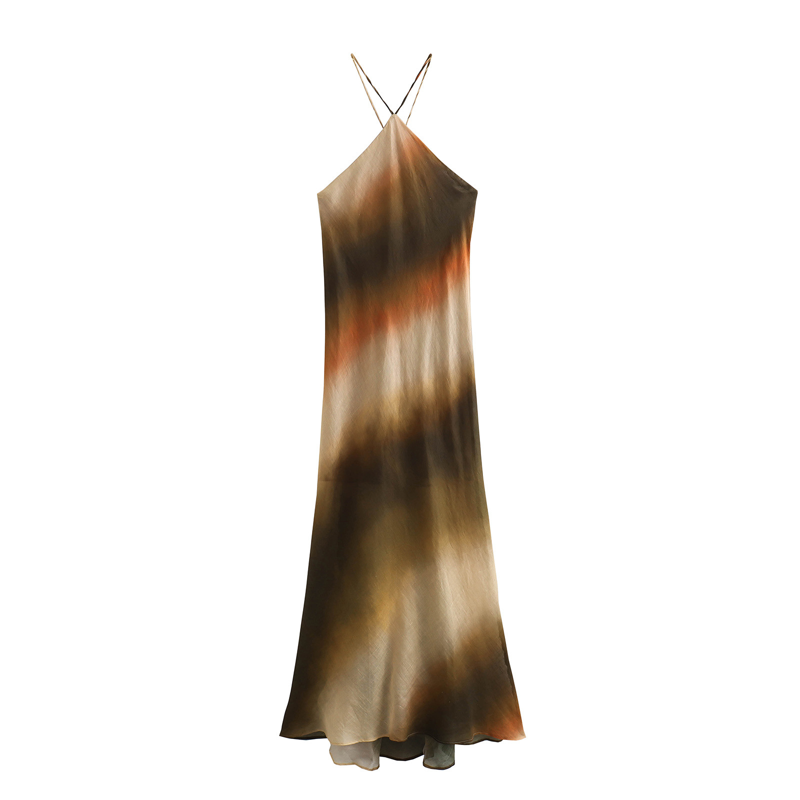 Maxct New Cotton And Linen Tie-Dye Printed Collar Dress 7987472