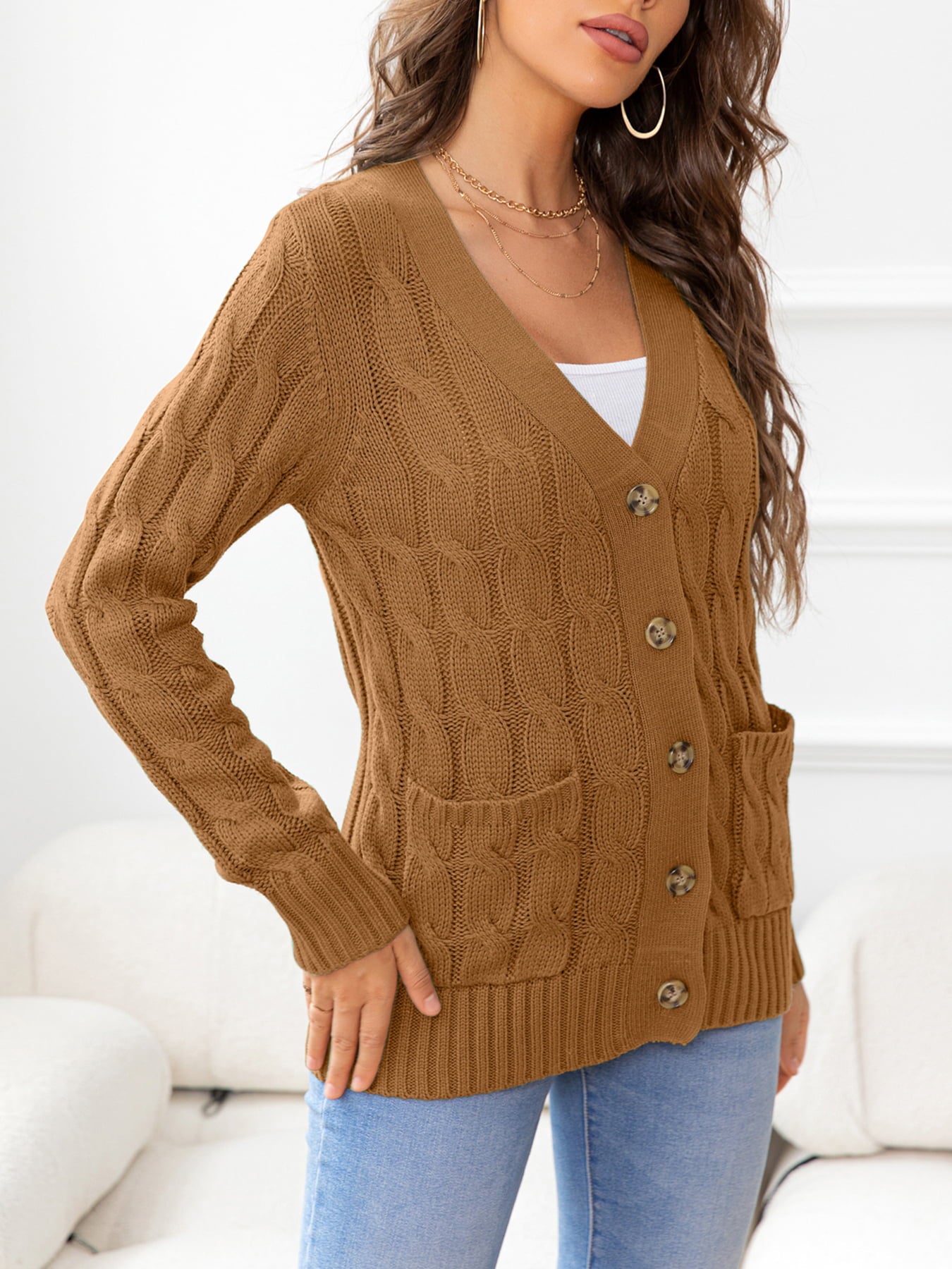 Maxct &Button Down Cable-Knit Cardigan