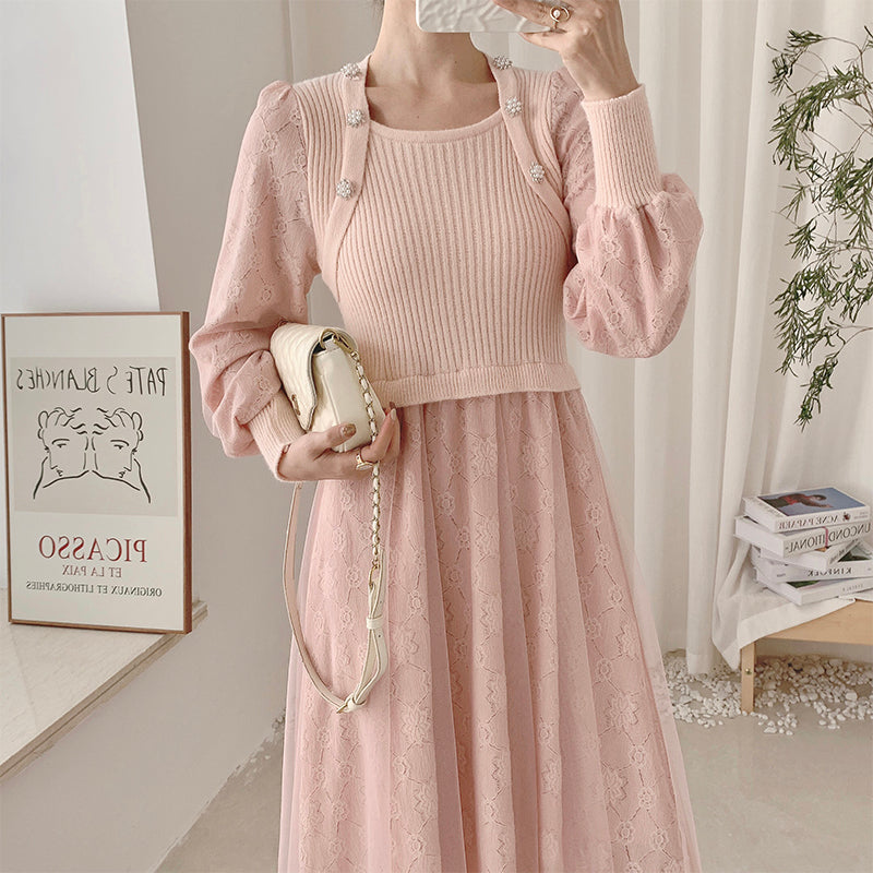 Lace Knit Sweater Dress Maxct