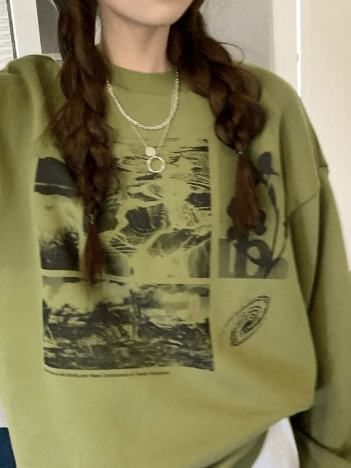 Maxct Landscape Print Crew Sweatshirt