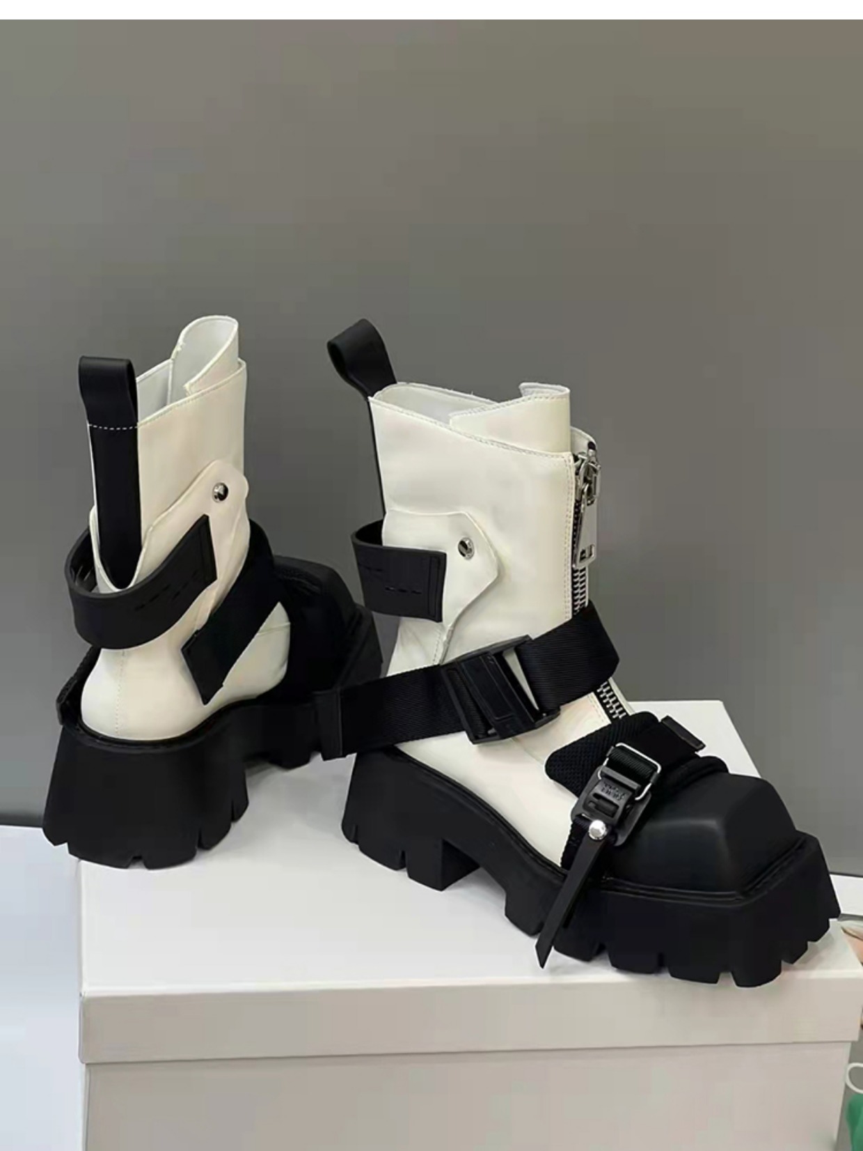 Belt Buckle Zipper Fashion Boots - true deals club