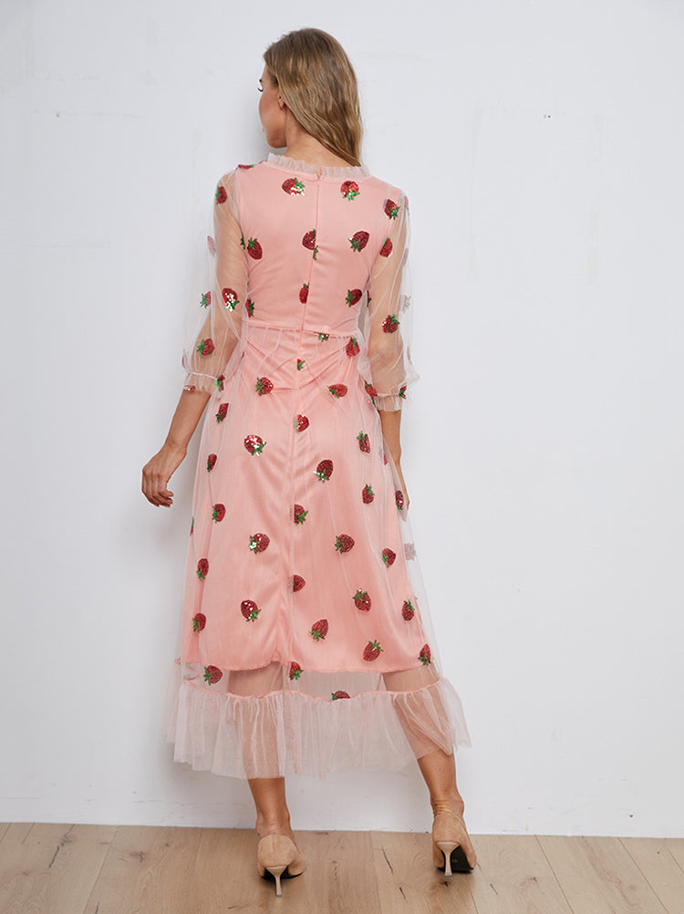 Strawberry Sequin Sweet Dress Maxct