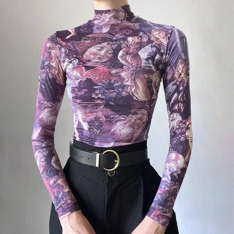 Maxct &Y2K Angel Graphic Mesh Top