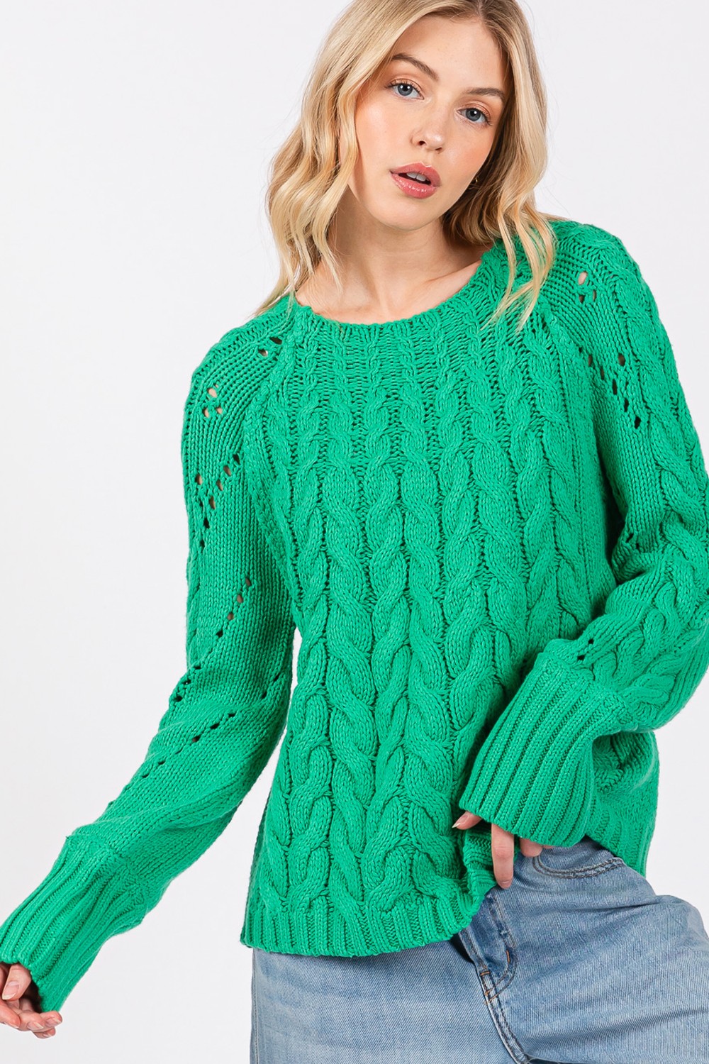 Maxct &SAGE + FIG Cable-Knit Long Sleeve Sweater