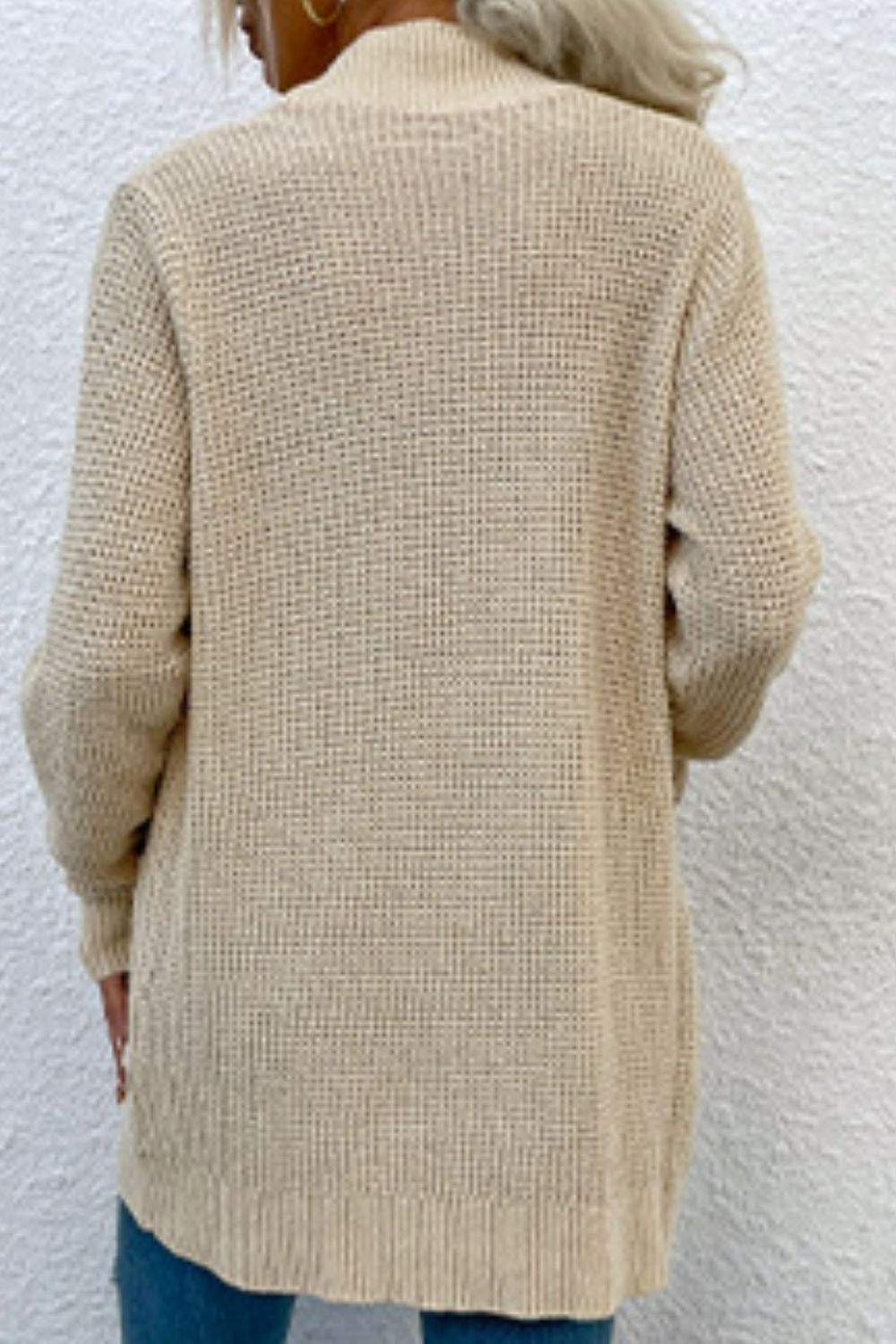 Maxct &Open Front Rib-Knit Cardigan with Pockets