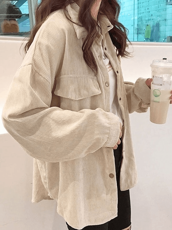 Maxct Corduroy Long Sleeve Button Blouse