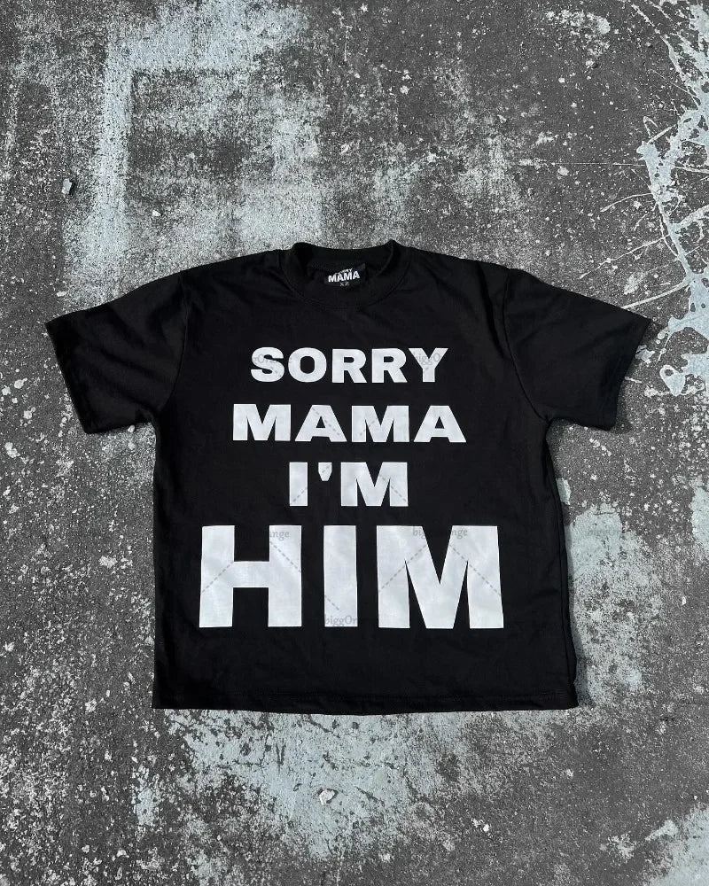 Maxct Street Harajuku Retro Casual Clothing Gothic Punk Round Neck Short-sleeved Women Y2k Letter Printed Oversized Top T-shirt Men