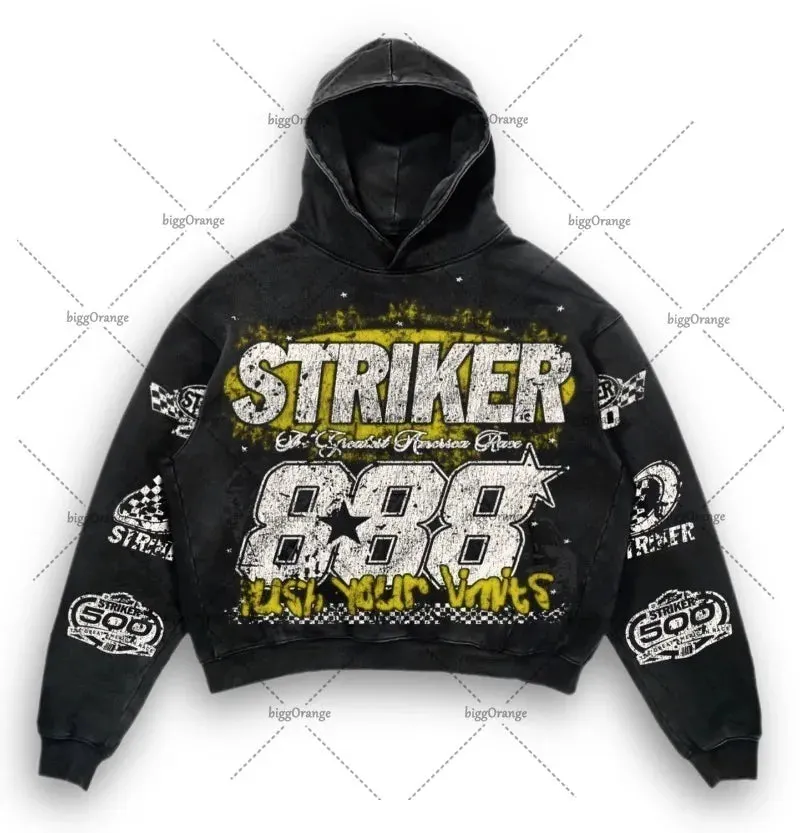 Maxct European and American High Street Fashion Brand Clothing Printed Loose Pullover Hoodie Men Street Hip-hop Oversized Sweatshirt