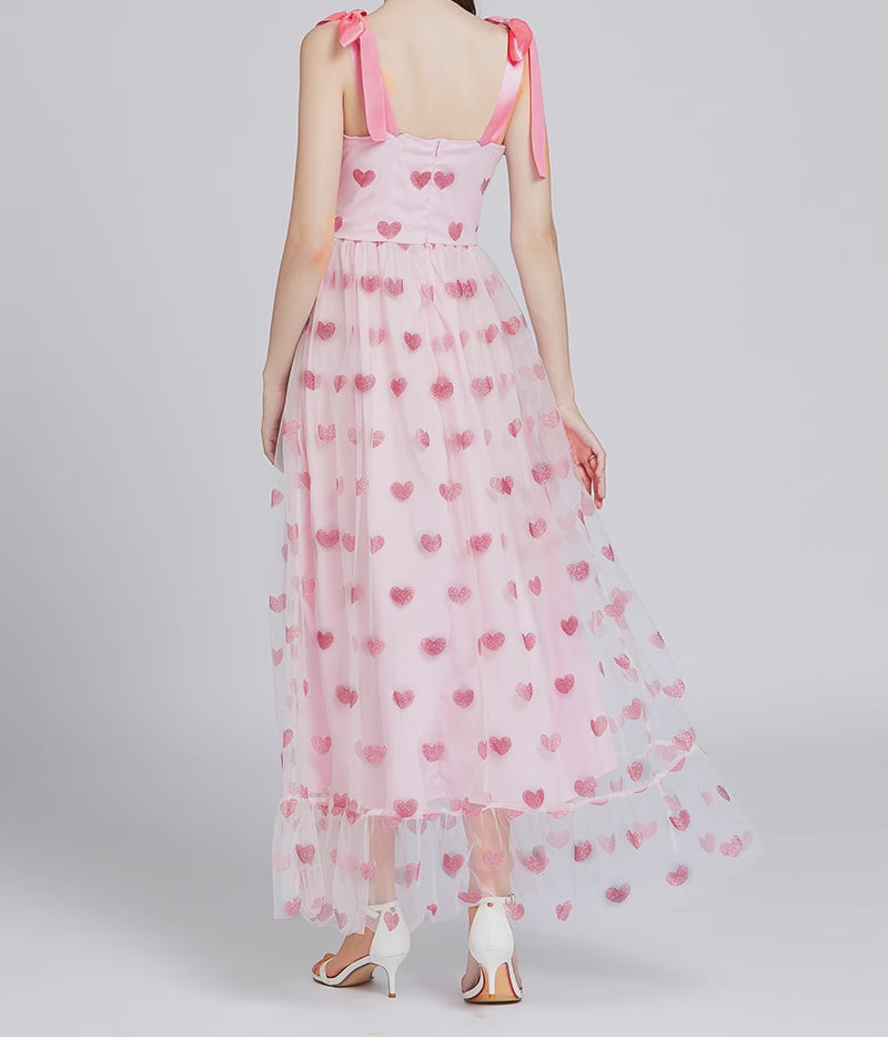 Glitter Hearts Tulle Maxi Dress Maxct