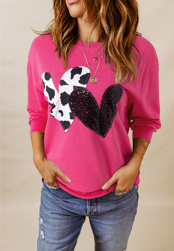 Maxct &Heart Patch Long Sleeve Sweatshirt