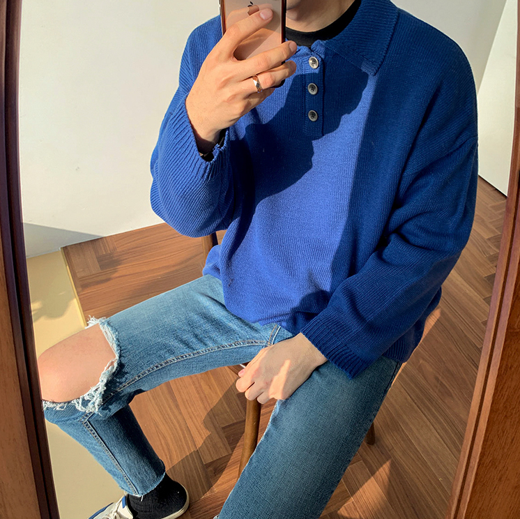 Maxct 2590 Knitted Half Button Up Sweater