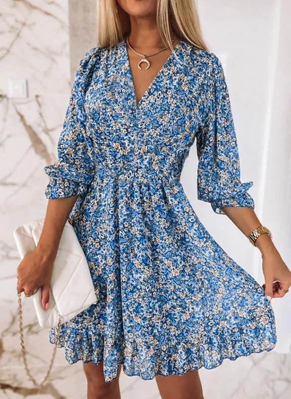 Maxct Maxct New Middle Dress Is A Bohemian Print Short Sleeve Floral Dress