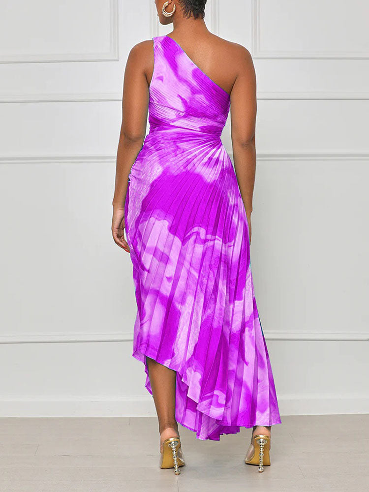 One Shoulder Pleated Dress Maxct