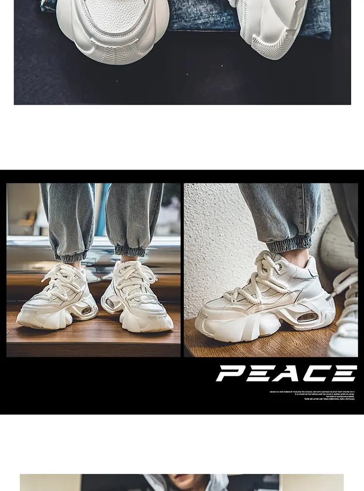 Microfiber Leather Upper Increased Platform Stylish Sneakers