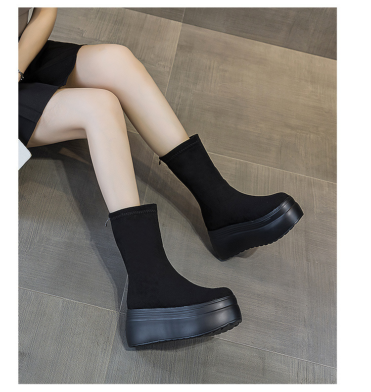 Women's 8cm Suede Leather Platform Boots - true deals club